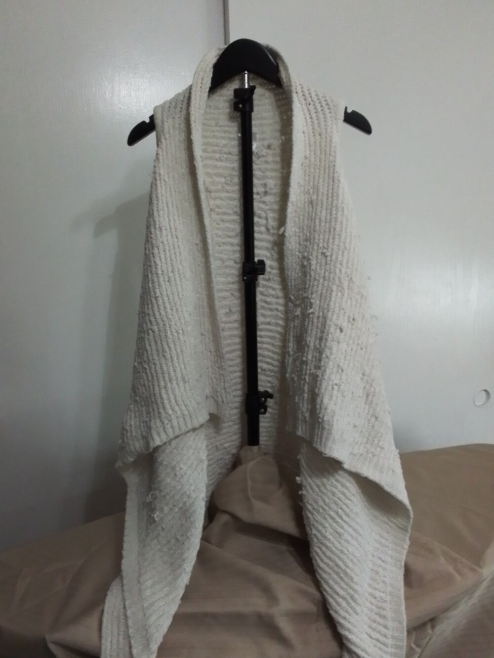 Cozy Cream Open-Front Knit Sweater Vest